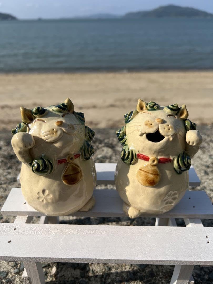 Amazon.co.jp: 沖縄やちむん招き猫風シーサー : ホーム＆キッチン
